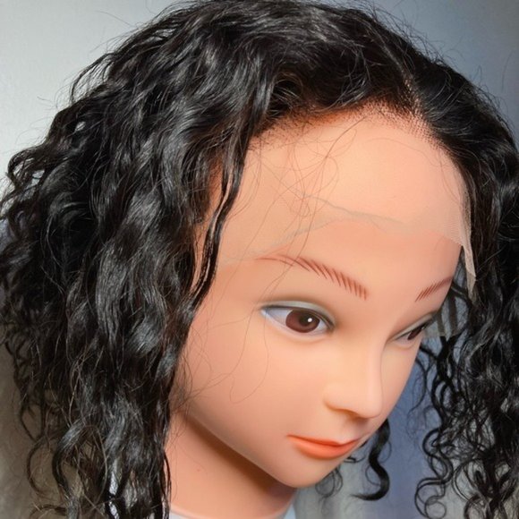 Short Bob Curly Human Hair Lace Front Wig - Picture 2 of 15